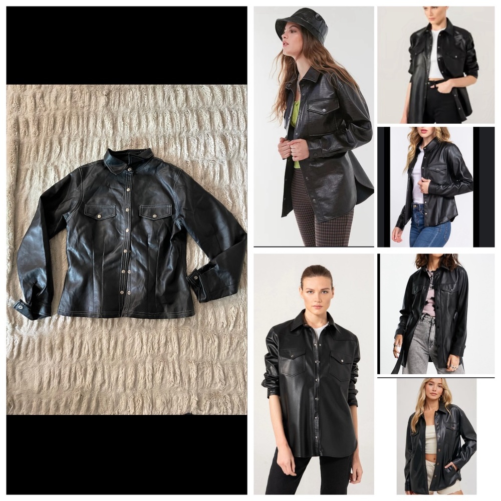 BB Dakota Faux Leather Black Top.